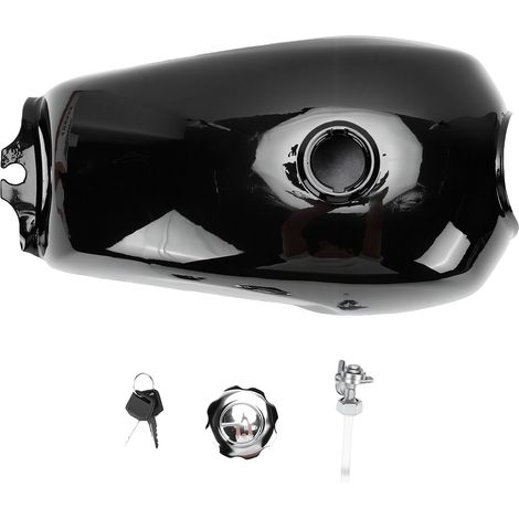 Réservoir essence gaz moto rétro métal avec bouchon universel pour moto, peinture noire brillante (1/5)