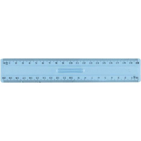 Règle double décimètre - Plastique incassable - 20 cm - Poignée confortable - Graduation mm