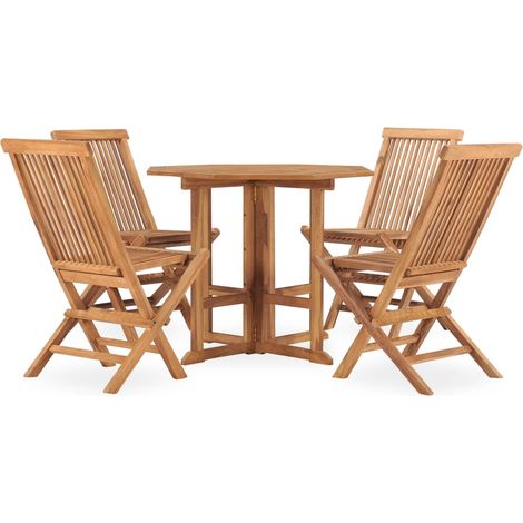 Maison Exclusive - 5-tlg. Garten-Essgruppe Klappbar Massivholz Te