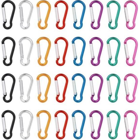 (8 Farben zur Auswahl) Mini-Karabiner – Nicht spezifiziert – 32 Stück – Leichtes Aluminium – 8 Farben – Korrosionsbeständig (1/4)