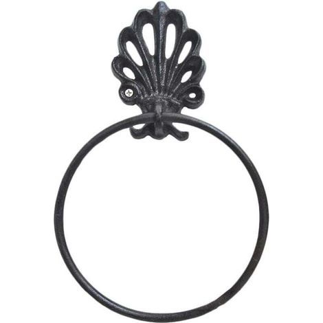 Anello portasciugamani in ferro battuto stile retrò, portasciugamani, porta carta igienica, porta asciugamani da bagno sospeso, appendiabiti per asciugamani, accessori per il montaggio a parete del ba (1/4)