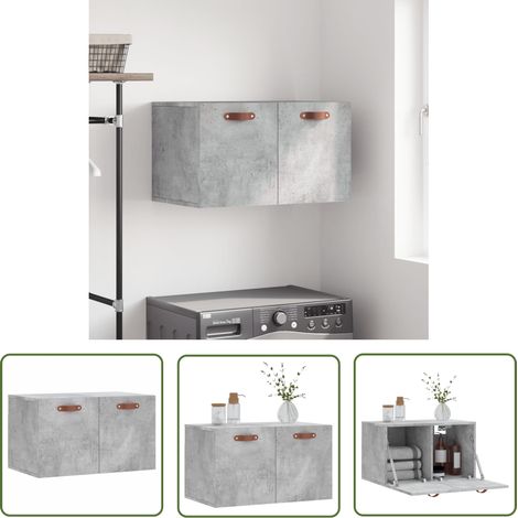 The Living Store Armoire murale Gris béton 60x36,5x35 cm Bois d'ingénierie - Armoire Murale - Meuble Rangement - Étagère Murale - Rangement Mural - Déco Murale (1/5)