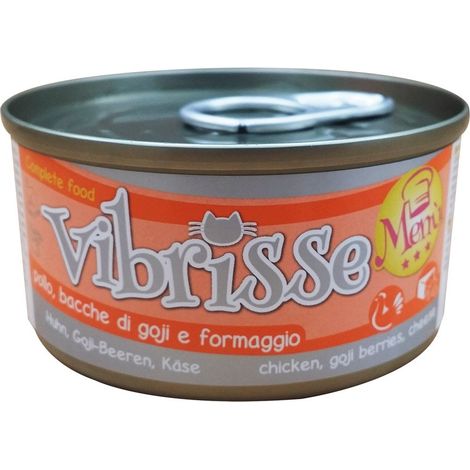 Vibrisse Cat Menu pollo con bacche di Goji e formaggio 24 lattine da 70 g cad.: 24 lattine 70 g cad.