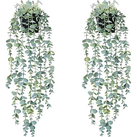 Kunstpflanzen Hängepflanzen Topfpflanzen Efeu Wand Eucalyptus 56cm (1/5)