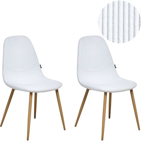Esszimmerstuhl 2er Set HILDEN Cord Weiß (1/5)