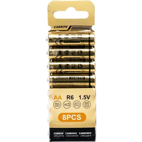 Lot de 8 Piles AA en Carbone-Zinc 1,5 V, idéales pour appareils électroniques, Jouets et télécommandes. (1/5)