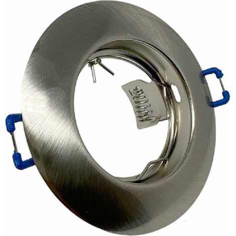 TrAdE Shop Traesio - Portafaretto Ad Incasso Fisso Supporto Tondo Per Faretti Lampada In Alluminio P32 - Argento (1/4)