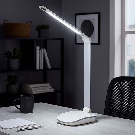 Lampada da tavolo Touch dimmer Lampada da tavolo USB 3 livelli argento, 1x LED 5W 300lm bianco neutro, LxLxH 71x12x71 cm
