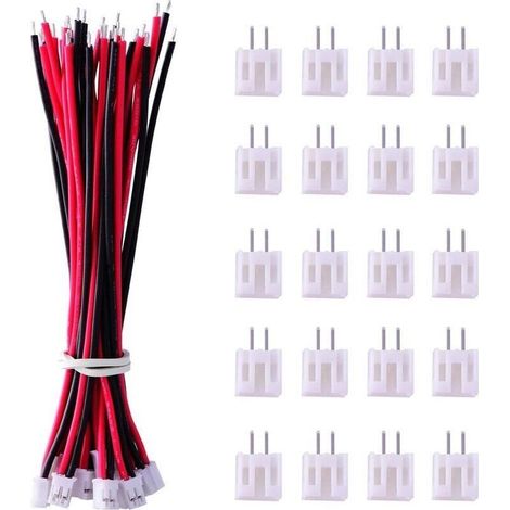 20 Pairs Mini Micro 2.0 Ph 2 Pin Connecteur Prise 2 Broches avec Fils Câbles 80mm (1/4)