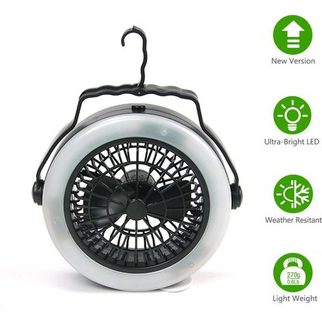 2-in-1 USB-wiederaufladbarer Campingzeltventilator mit LED-Laterne und Campinglampe, tragbarer Ventilator, Campingzeltlampe