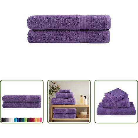 Baumwolle - Premium-Handtücher SOLUND 2 Stk. Lila 100x200 cm 600 g/m² (1/5)