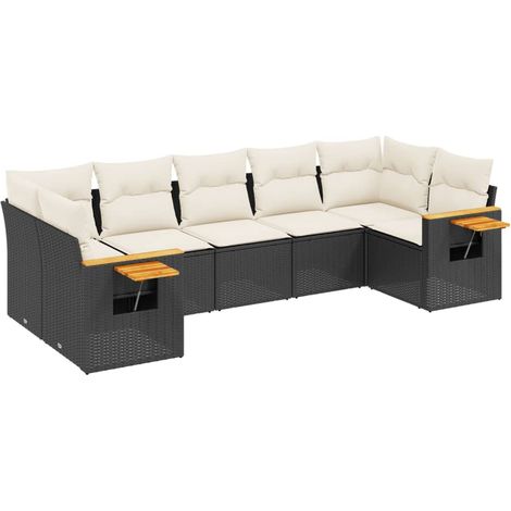 Maison Exclusive - Set Divani da Giardino con Cuscini 7pz Nero Polyrattan (1/3)