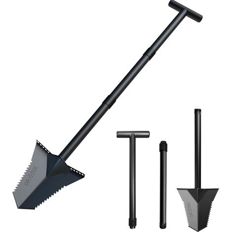 Bêche de Jardin, Pelle De Jardin Robuste A Manche en T, Coupe-Racines A Manche Long Et Court, Outils De Jardinage pour La Détection des Métaux, Repiquage, Camping, 80 Et 116 cm (1/5)