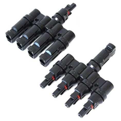 Mc4 Photovoltaic Solar Panel Connector, PV Connector, T Branch Connector Cable Splitter Fitting, for Parallel Connection Between Solar Panels (1 to 4 Branches) (1/5)
