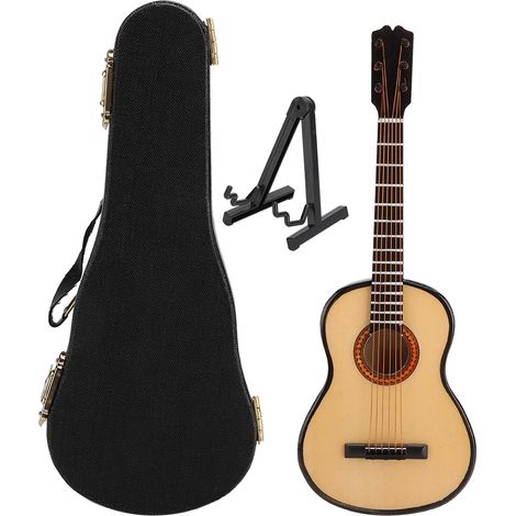 Guitare décorative en bois à l'échelle 1/6, modèle d'instrument de musique pour poupée de 30 cm (12 pouces), accessoire de 17 cm. (1/5)