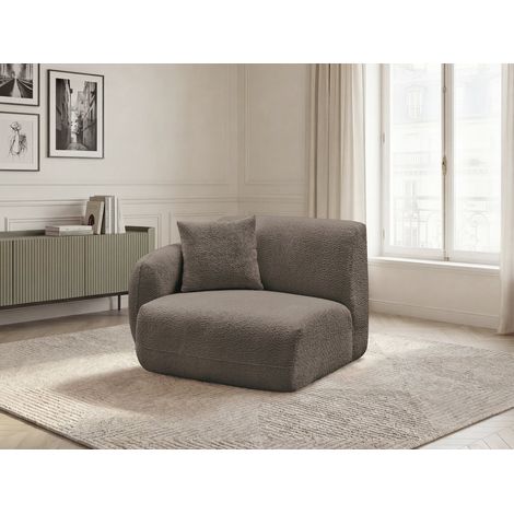 BOBOCHIC - Chauffeuse 1 place avec accoudoir pour canapé modulable ANDA tissu chenille Angle gauche Taupe (1/5)