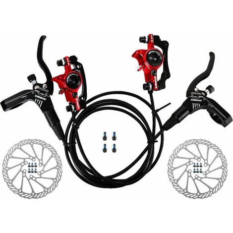 Accessoires pour remorque,Freins à disque hydrauliques pour vélo Ensemble d'étriers avant arrière pour VTT VTT Kit de levier de frein gauche droite avec rotor à disque de 160 mm, modèle : rou (1/4)