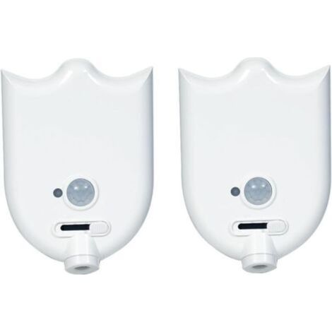 Lot de 2 veilleuses pour toilettes, détecteur de mouvement, projection lumineuse pour cuvette, éclairage LED pour l'intérieur des toilettes (1/5)
