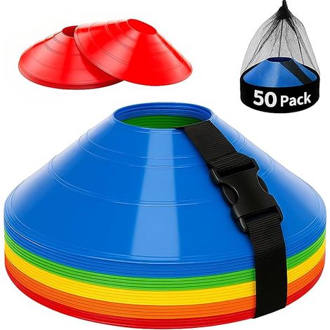 Cône D'Entraînement Football - PP 1 mm - Haute Visibilité - Pour Entraînement Sportif, Drill Agility, Basket, Cyclisme - Lot de 25 (1/3)