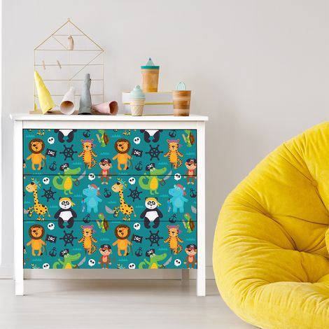 Sticker meuble pour enfant animaux pirates 60 x 90 cm (1/5)