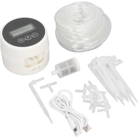 Système d'arrosage automatique LCD avec minuterie intelligente pour irrigation goutte à goutte, alimenté par USB ou piles, pompe à eau pour 10 plantes d'intérieur (1/5)