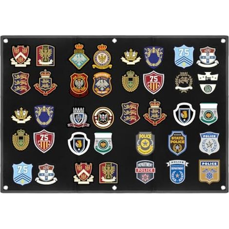 Tableau d'affichage pour écusson militaires, 60 x 45 cm noir tapis patches tactiques avec œillets, pour écussons, tampons, appliqués (1/5)