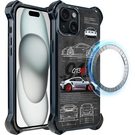 Hülle für iPhone 15 ibizu DropGuard Ultra mit MagSafe, TechDrive, 911 GT3 RS (1/5)