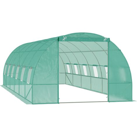 Invernadero de Túnel 800x300x200 cm con 12 Ventanas y Puerta Enrollable Cubierta PE 140 g/m² y Acero para Cultivo de Plantas Verduras (1/8)