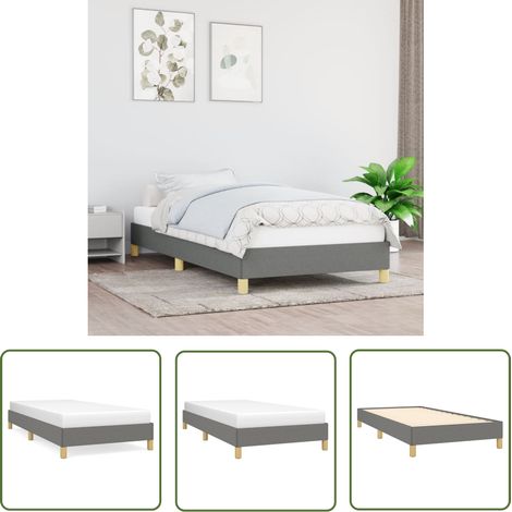 The Living Store Bettgestell ohne Matratze Dunkelgrau 100x200 cm Stoff - Bettrahmen - Doppelbett - Holzrahmen - Lattenrost - Massivholzbette (1/5)