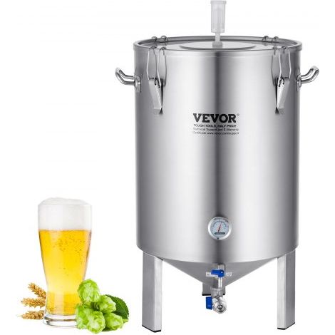 Bierbrauanlage Bierbraugerät Kessel aus Edelstahl 60 L Bierfermenter, Braueimer-Fermenter zum Brauen, Heimbrauzubehör mit Sockel, Kessel-Suppentopf inkl. Deckel, Griff, Ventil, Zapfhahn (1/5)