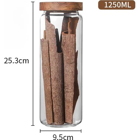 (1250ml) Boîte de rangement en bois, adaptée pour sceller les bouteilles en verre et conserver les aliments de cuisine. (1/5)