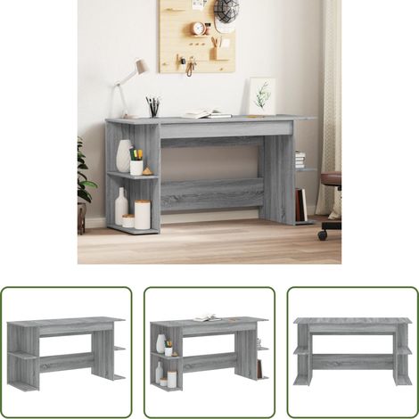 vidaXL Schreibtisch für Wohnzimmer - Schreibtisch Grau Sonoma 140x50x75 cm Holzwerkstoff (1/5)