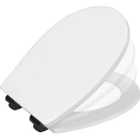 Abattant WC frein de chute BEMIS Hudson bois blanc charnières noires