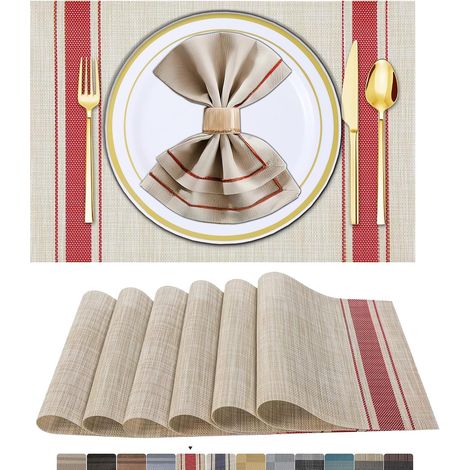 Confezione da 7 tovagliette in PVC vinilico lavabili, resistenti e adatte per interni ed esterni - Posate non incluse