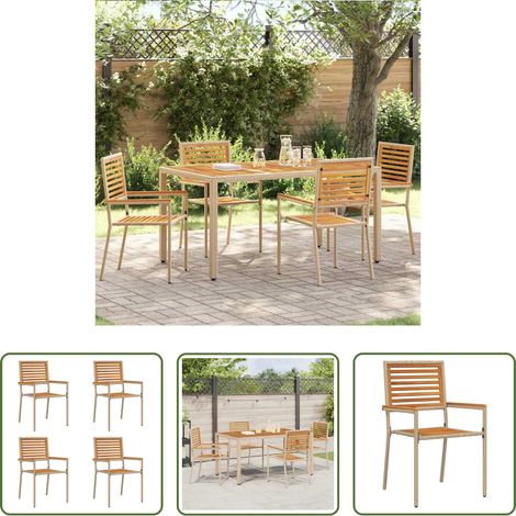 Gartenmöbel - Garten Stapelstühle 4 pcs Braun und Beige (1/5)