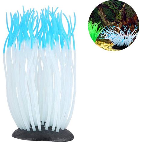 Anemone Marine Artificielle - Anemone Lumineuse en Silicone avec Ventouse - Décoration pour Aquarium d'Eau Douce - 1 Pièce (1/5)