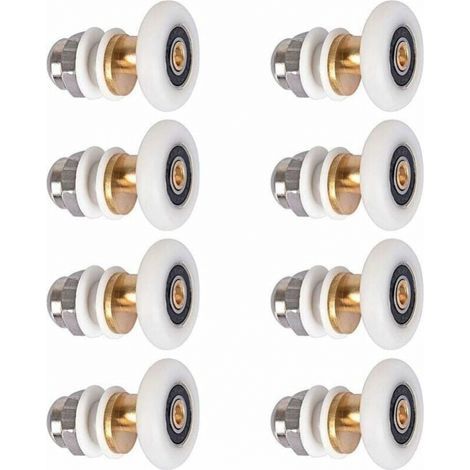 8 Pièces Roulette Porte Douche, Roulettes de Porte Coulissante Cabine de Douche Porte Poulies Roue de Rechange pour Rouleau avec Diamètre de Roues 23mm (1/5)