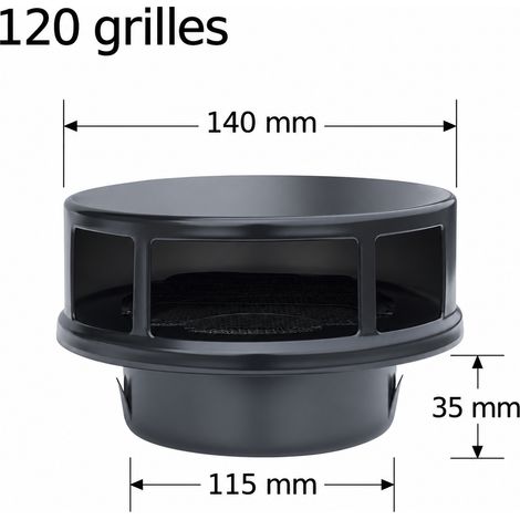 Grille de ventilation double persienne noir acier inoxydable 30mm 4 120mm ouverture 120mm ou tube PVC 125 – 15 × 15 × 10 cm – Livraison gratuite (1/3)