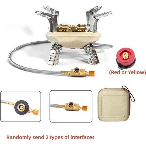 Réchaud à gaz portable et pliable à 5 brûleurs pour le camping et les excursions, idéal pour les barbecues et les grillades. (1/3)