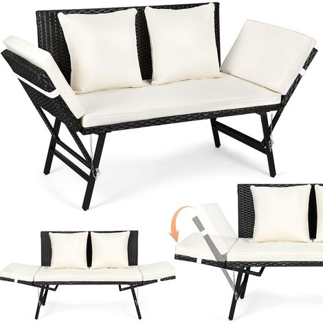 Wolketon Gartenbank Farbwahl 3-Sitzer Polyrattan Rattanmöbel Garnitur Möbel Rattanlounge Beige