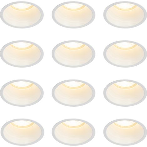 Set of 12 Recessed Spotlights White GU10 70mm IP44 - Dept