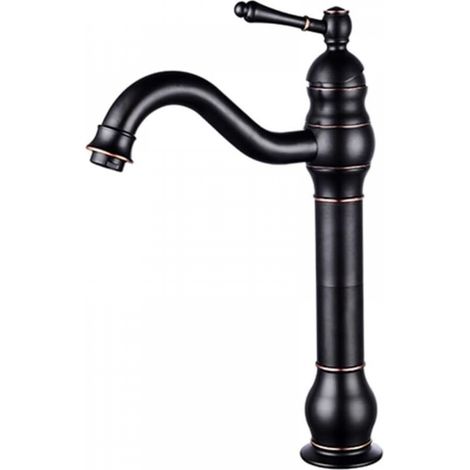 Robinet de lavabo, robinet d'évier, robinet de lavabo finition bronze, robinet en laiton à poignée unique, mitigeur de lavabo mural (1/5)