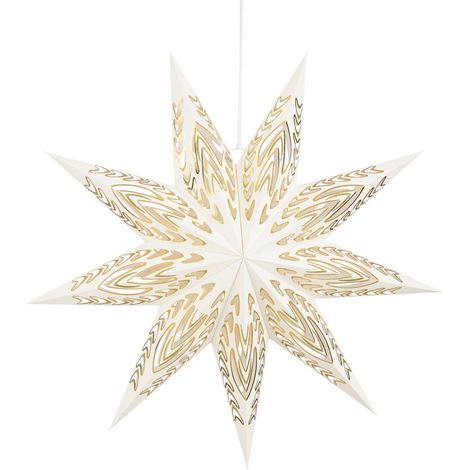 Mica Decorations Weihnachtsanhänger Stern Papier Ø 60 x 18 cm offwhite