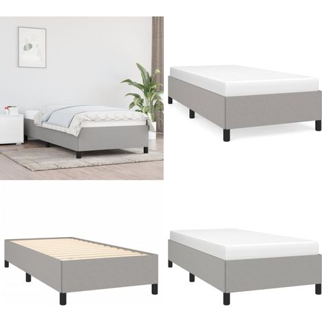 Bettgestell ohne Matratze Hellgrau 90x190 cm Stoff - Bettrahmen - Einzelbett - Schlafzimmermöbel - Lattenrost - Hellgraues Bett - Home & Living (1/5)