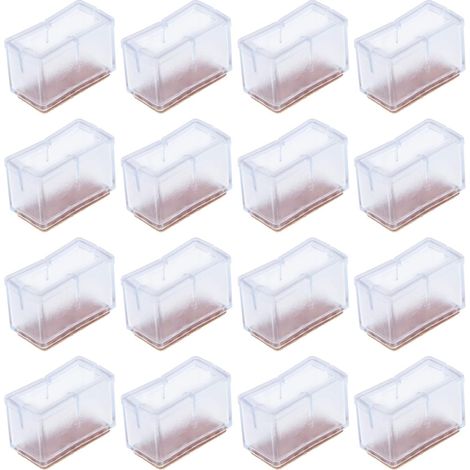 [MAI USATO]Confezione da 16 cuscinetti quadrati per gambe di sedie, piedini quadrati, protezioni per pavimenti per gambe di mobili e tavoli, PVC rettangolare antiscivolo (1/4)