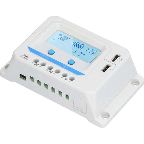 Solar-Laderegler mit LCD-Anzeige, 3-stufiger PWM-Ladung und Schutzschaltung für Solar-Ladegeräte (Verkehrsschutz)