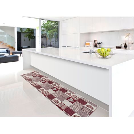 ATTICGO Tapis patchwork lavable SALLY Rouge 48x200 cm (1/4)