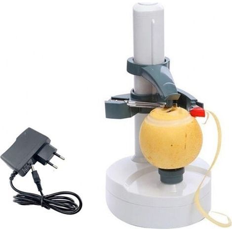 Elektrischer Gemüseschäler, automatischer Kartoffelschäler, verstellbarer Gabelaufsatz, Tragegriff mit zwei Klingensätzen am Boden, geeignet für EU-Stecker (1/5)