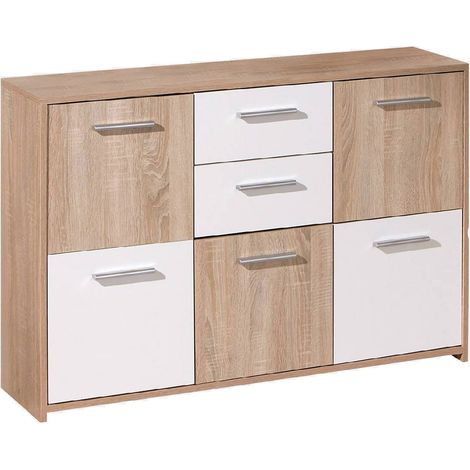 Mobile soggiorno buffet elvezia 115x30x77h finitura rovere e bianco laccato - Inter Link (1/5)