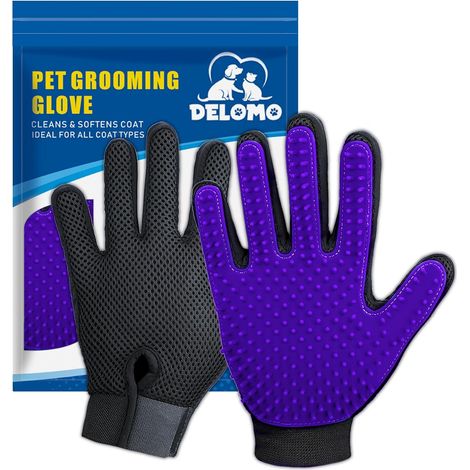 Brosse de toilettage pour animaux de compagnie avec 255 pointes, gant de toilettage pour chien et chat, violet (1/5)